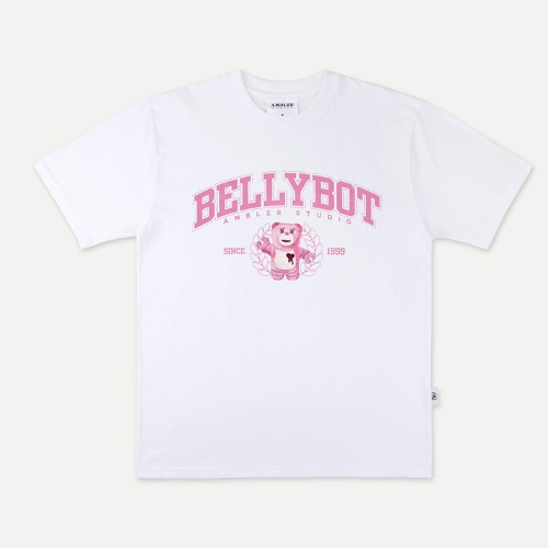 韓國Ambler - Ambler X Bellygom Unisex Bellybot Overfit Short Sleeve T-shirt BS207 (White)