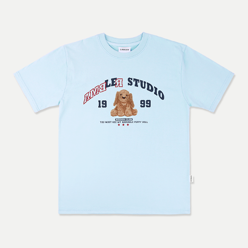 韓國Ambler - Embler Unisex PUPPY DOLL Overfit Short Sleeve T-shirt AS1027 (Blue)