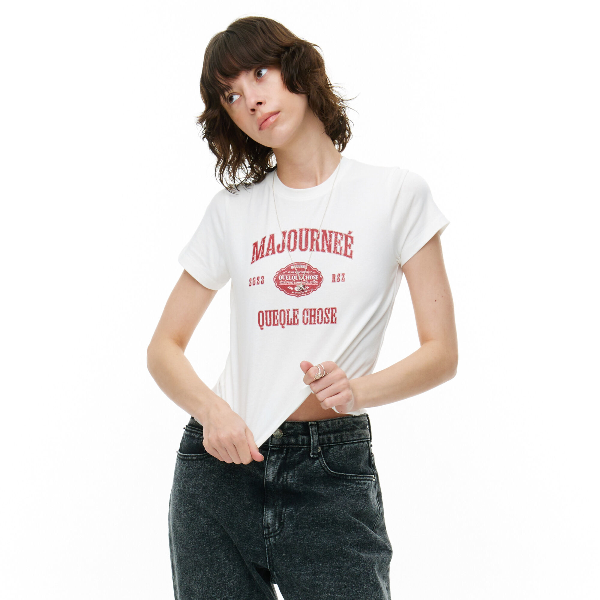 韓國 MA JOURNEE - QUELQUE CHOSE T-SHIRT_IVORY