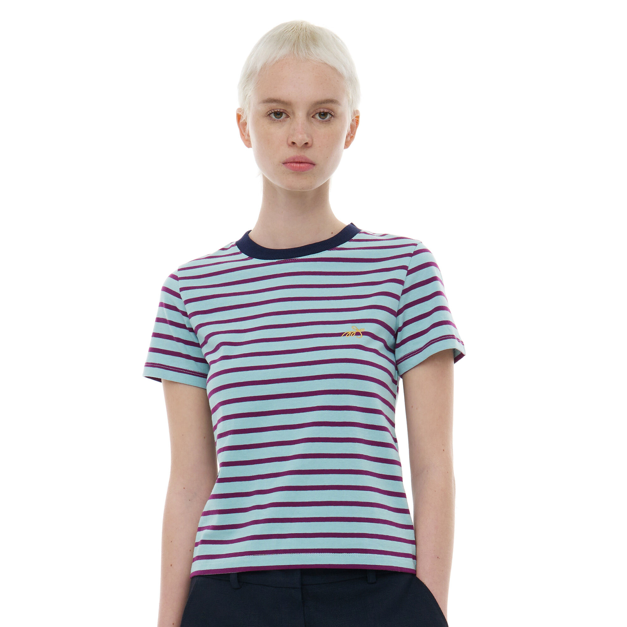 韓國 MA JOURNEE - LOGO STRIPE T-SHIRT_MINT
