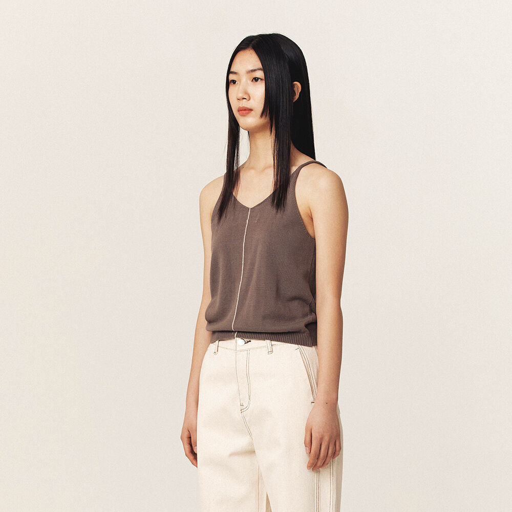 韓國 MA JOURNEE - LINE SLEEVELESS KNIT_COCOA