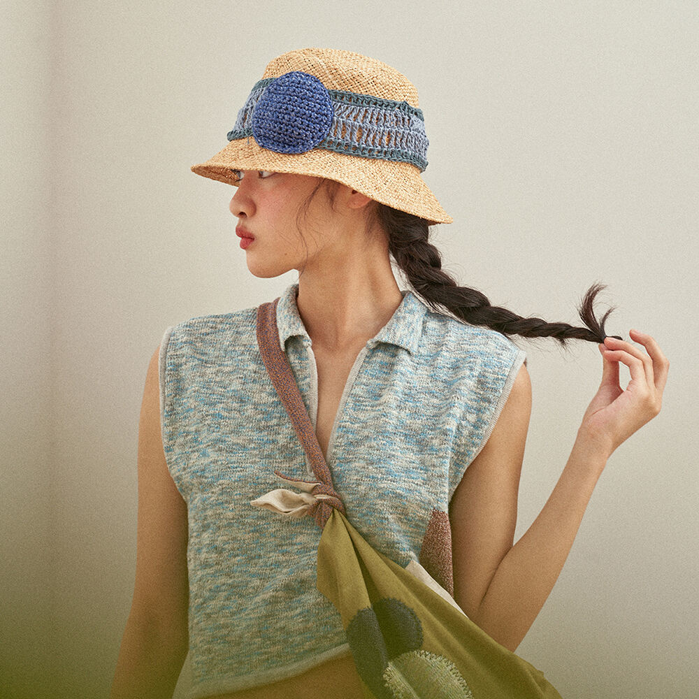 韓國 MISU A BARBE - FURROW STRAW NAVY