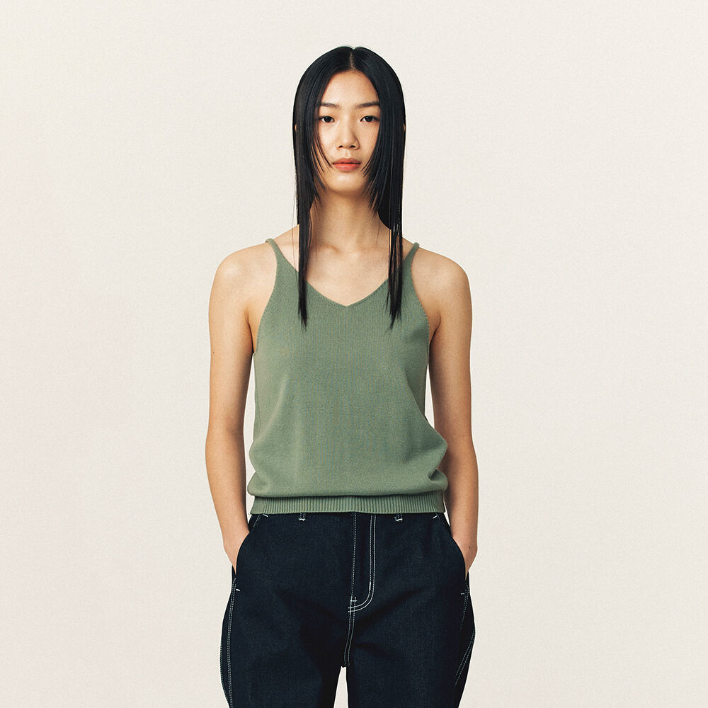 韓國 MA JOURNEE - LINE SLEEVELESS KNIT_GREEN