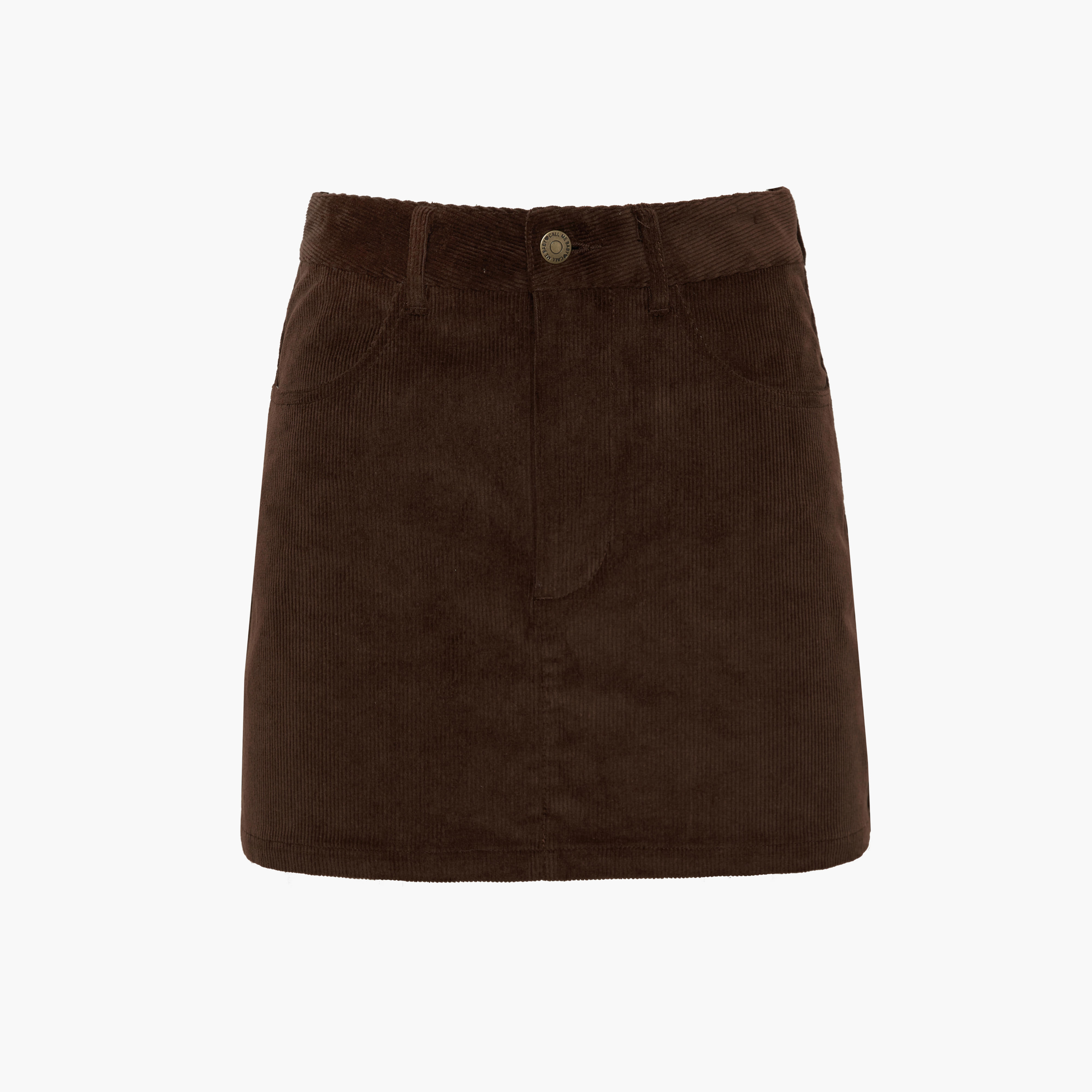 韓國Call Me Baby - Baby Heart Logo Corduroy Skirt _ Brown