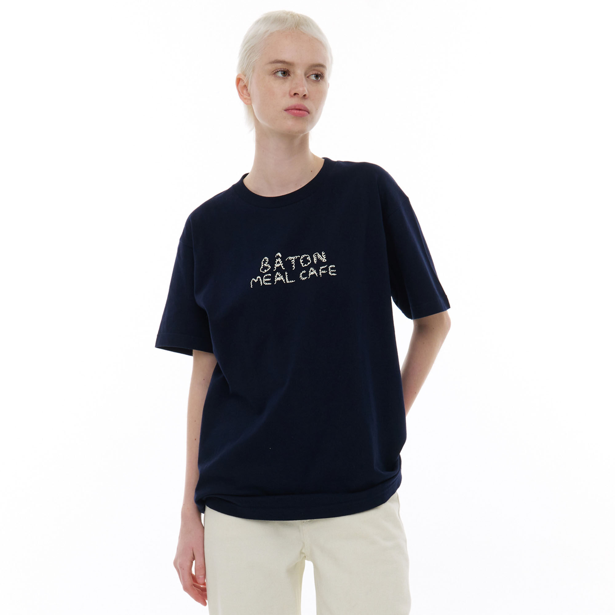 韓國 MA JOURNEE - BATON MEAL CAFE T-SHIRT_NAVY