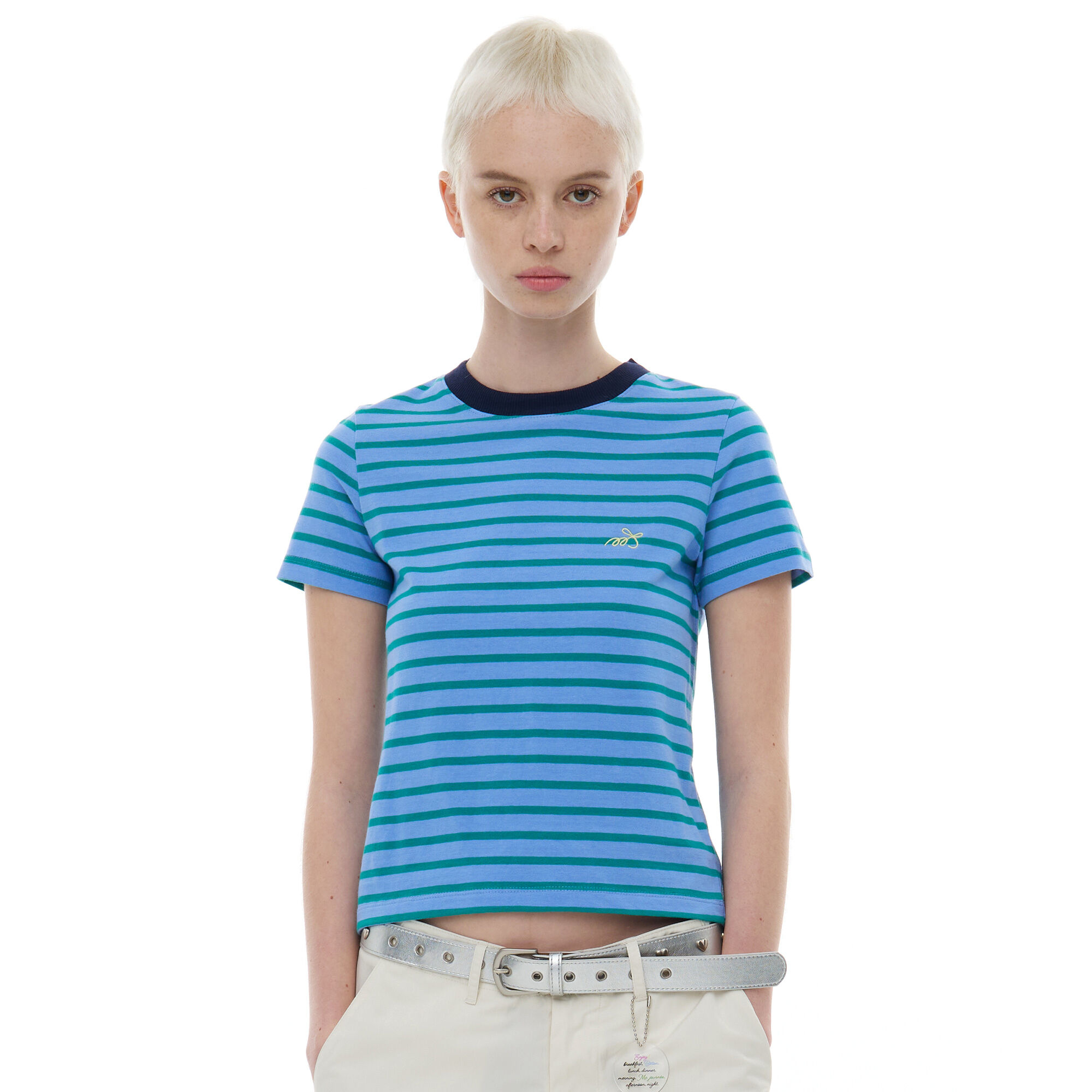韓國 MA JOURNEE - LOGO STRIPE T-SHIRT_BLUE