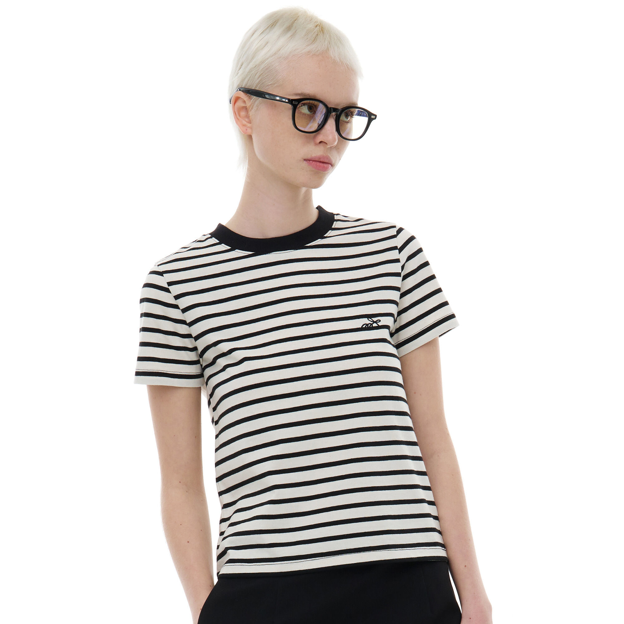 韓國 MA JOURNEE - LOGO STRIPE T-SHIRT_IVORY