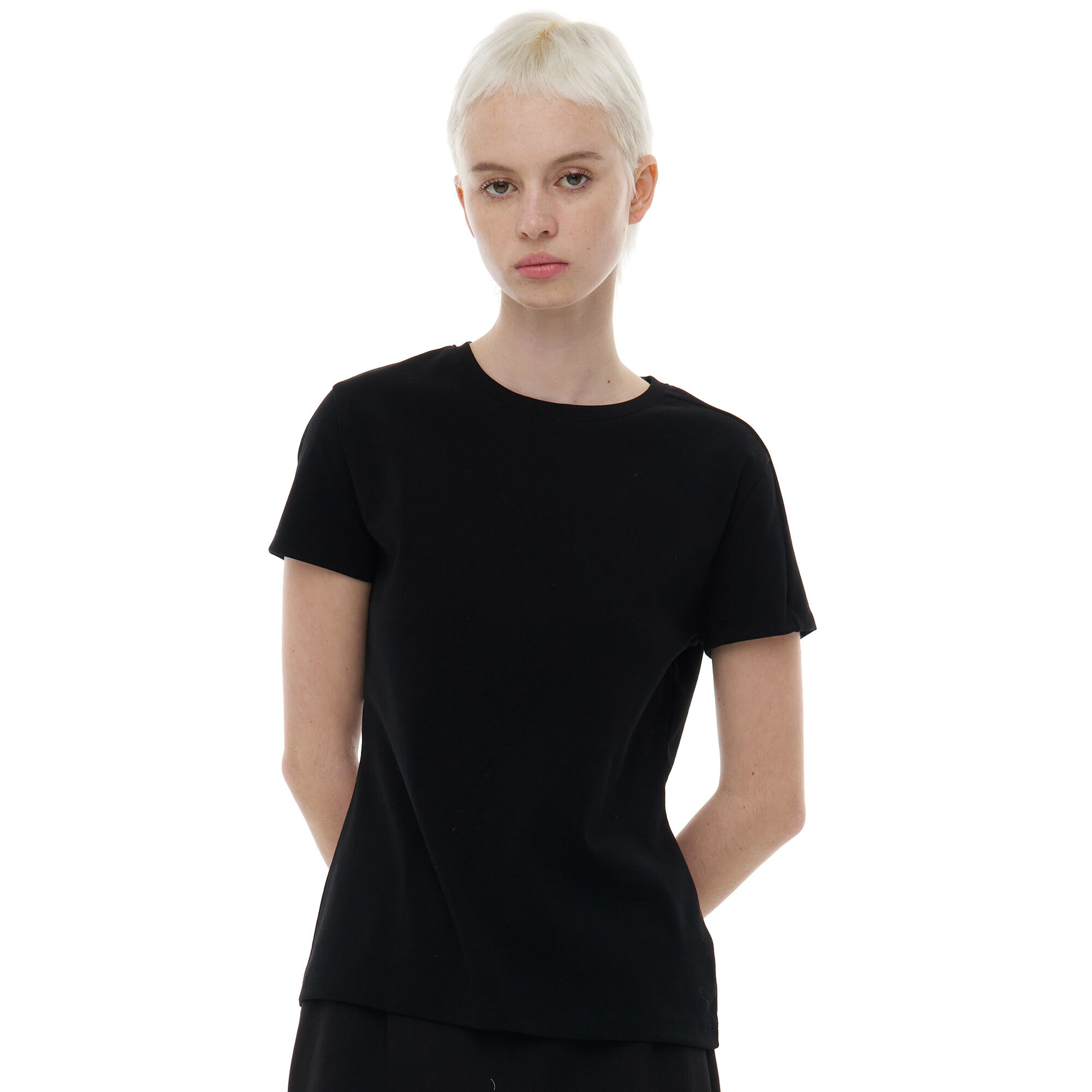韓國 MA JOURNEE - BASIC DETAIL SLIM TOP_BLACK