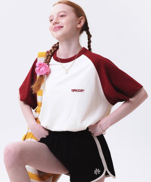 韓國 TIPICOSI - Logo Reglan T-Shirts Wine