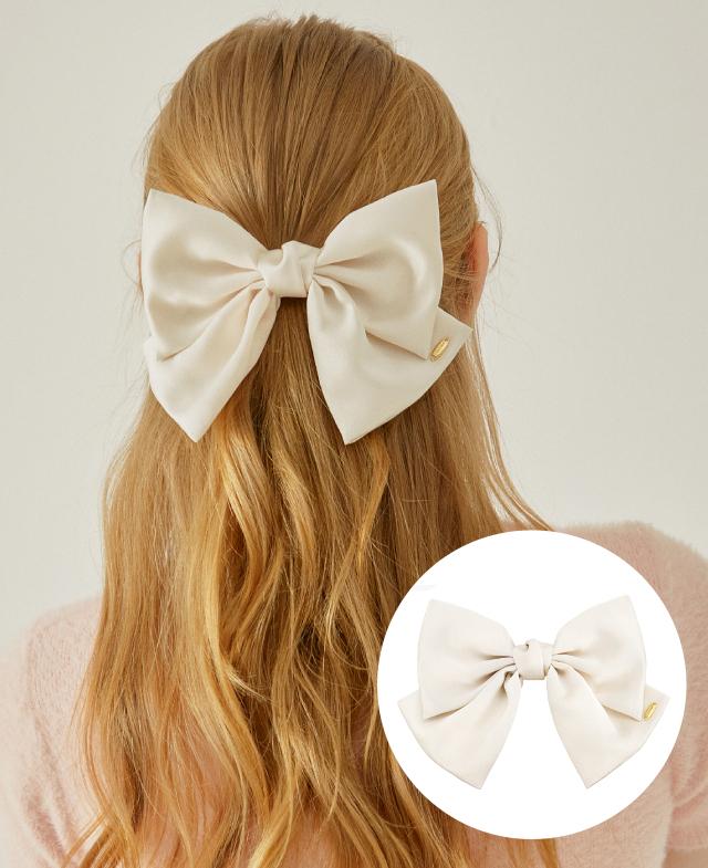 韓國J.ESTINA - LALA J Satin Ribbon Hairpin - White