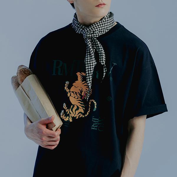 ROMANTIC CROWN-REEL TIGER TEE SHIRT_NAVY