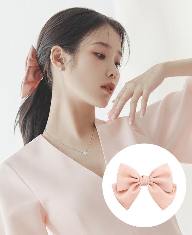 韓國J.ESTINA  - [IU PICK] LALA J Satin Ribbon Hairpin - Pink