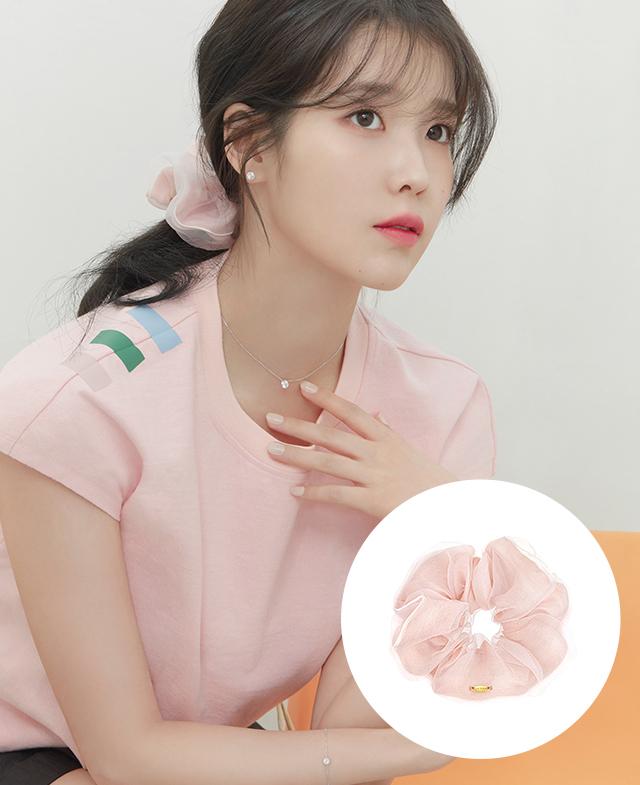韓國J.ESTINA  - [IU PICK] LALA J Organza Hair Scrunchie - Baby Pink
