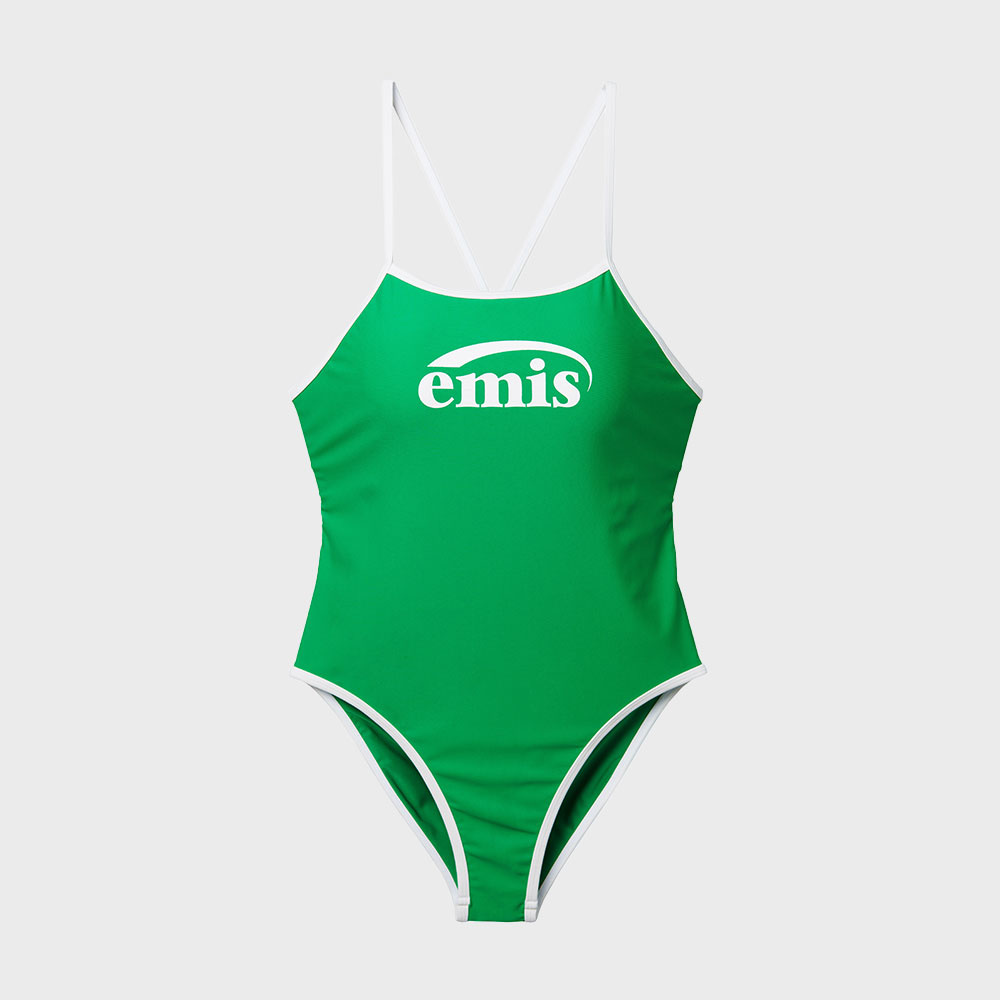 韓國 EMIS - LOGO V-BACK STRAP SWIMSUIT-GREEN