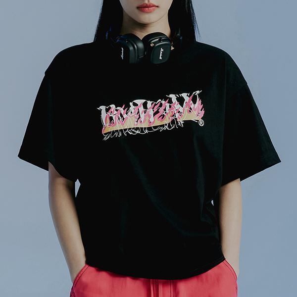 ROMANTIC CROWN-BLAZE LOGO TEE SHIRT_BLACK