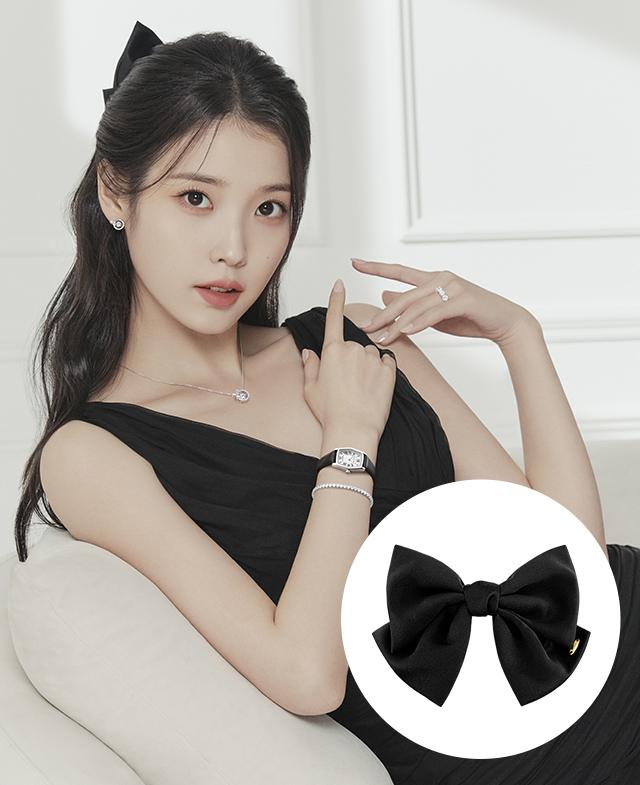 韓國J.ESTINA  - [IU PICK] LALA J Satin Ribbon Hairpin - Black