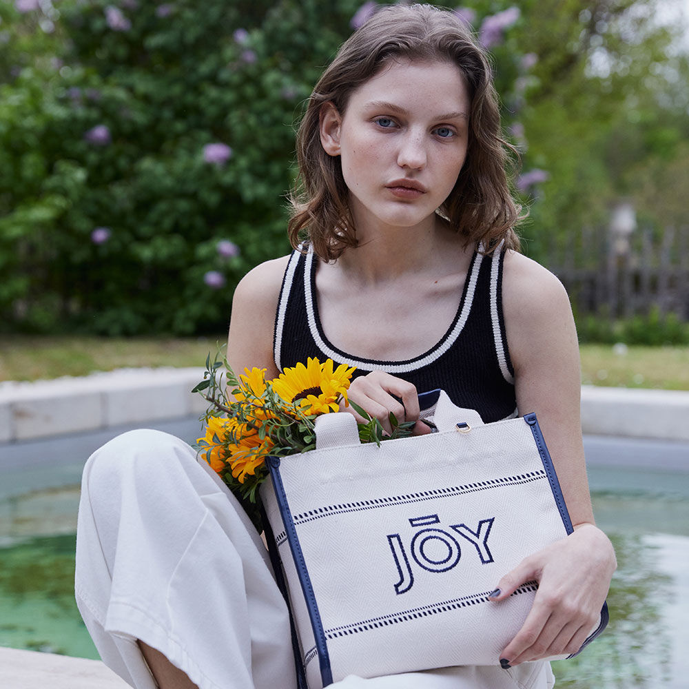 韓國 JOY GRYSON-Caribbean Tote Bag NAVY + WHITE