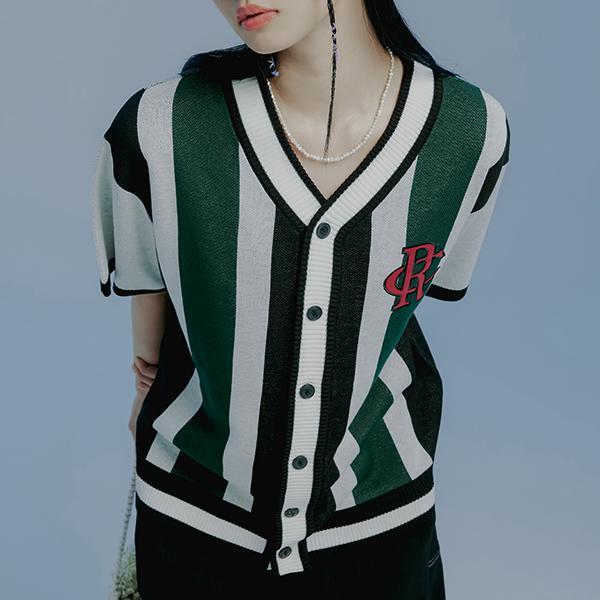 ROMANTIC CROWN-ATHLETIC LOGO HALF CARDIGAN_GREEN