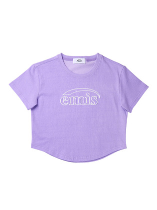 韓國 EMIS - CROPPED CHAIN STITCH T-SHIRT-LIGHT PURPLE
