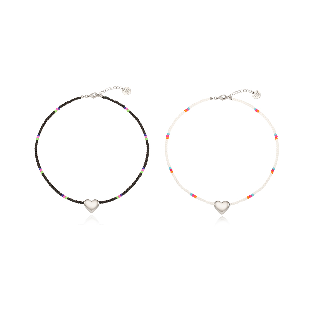 韓國VINTAGE HOLLYWOOD-Heart Triple Beads Necklace