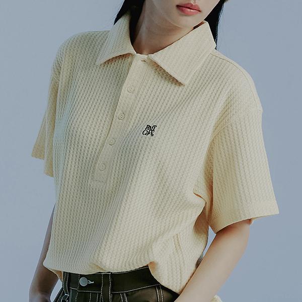 ROMANTIC CROWN-RECENT BUTTON KNIT POLO_LIGHT YELLOW