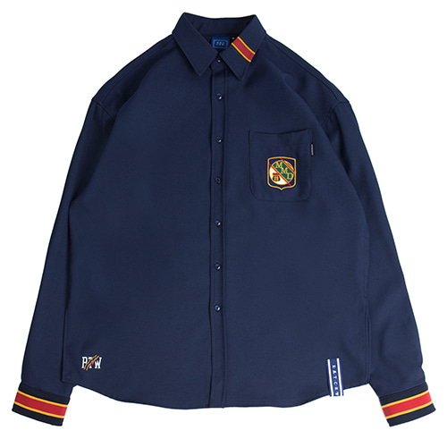 ROMANTIC CROWN-STRIPED CUFFS SHIRT_NAVY