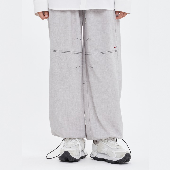 ROMANTIC CROWN-WIDE STRING PANTS_LIGHT GREY