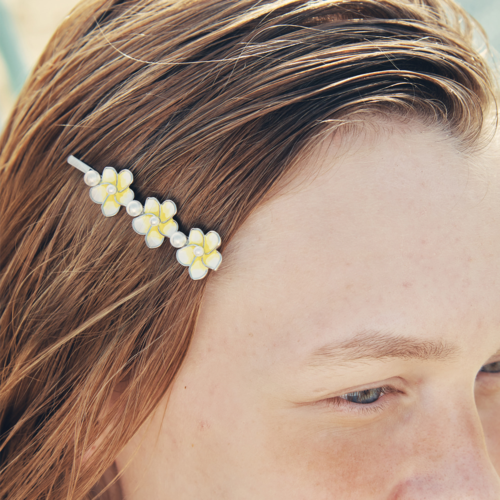 韓國VINTAGE HOLLYWOOD-Hawaiian Flower Triple Hairpin
