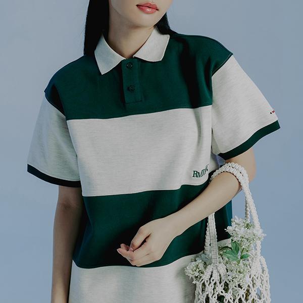 ROMANTIC CROWN-STRIPE RUGBY POLO_GREEN