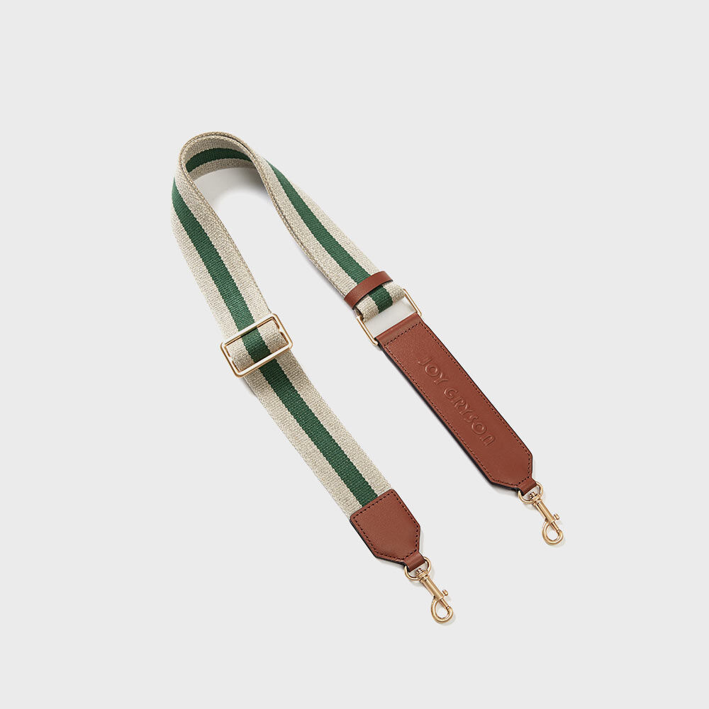 韓國 JOY GRYSON-Gryson Webbing Strap WOOD BROWN+GREEN STRIPE