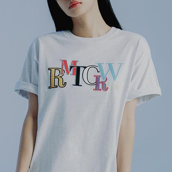 ROMANTIC CROWN-RAINBOW LOGO TEE SHIRT_LIGHT GREY