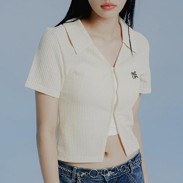 ROMANTIC CROWN-OPEN COLLAR KNIT CARDIGAN_LIGHT YELLOW