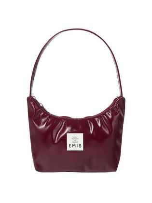 韓國 EMIS - ENAMEL HOBO BAG-BURGUNDY