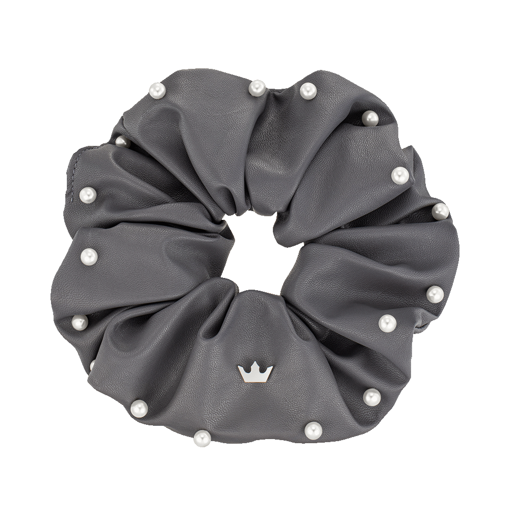 韓國J.ESTINA - PERLINA Leather Hair Scrunchie - Gray