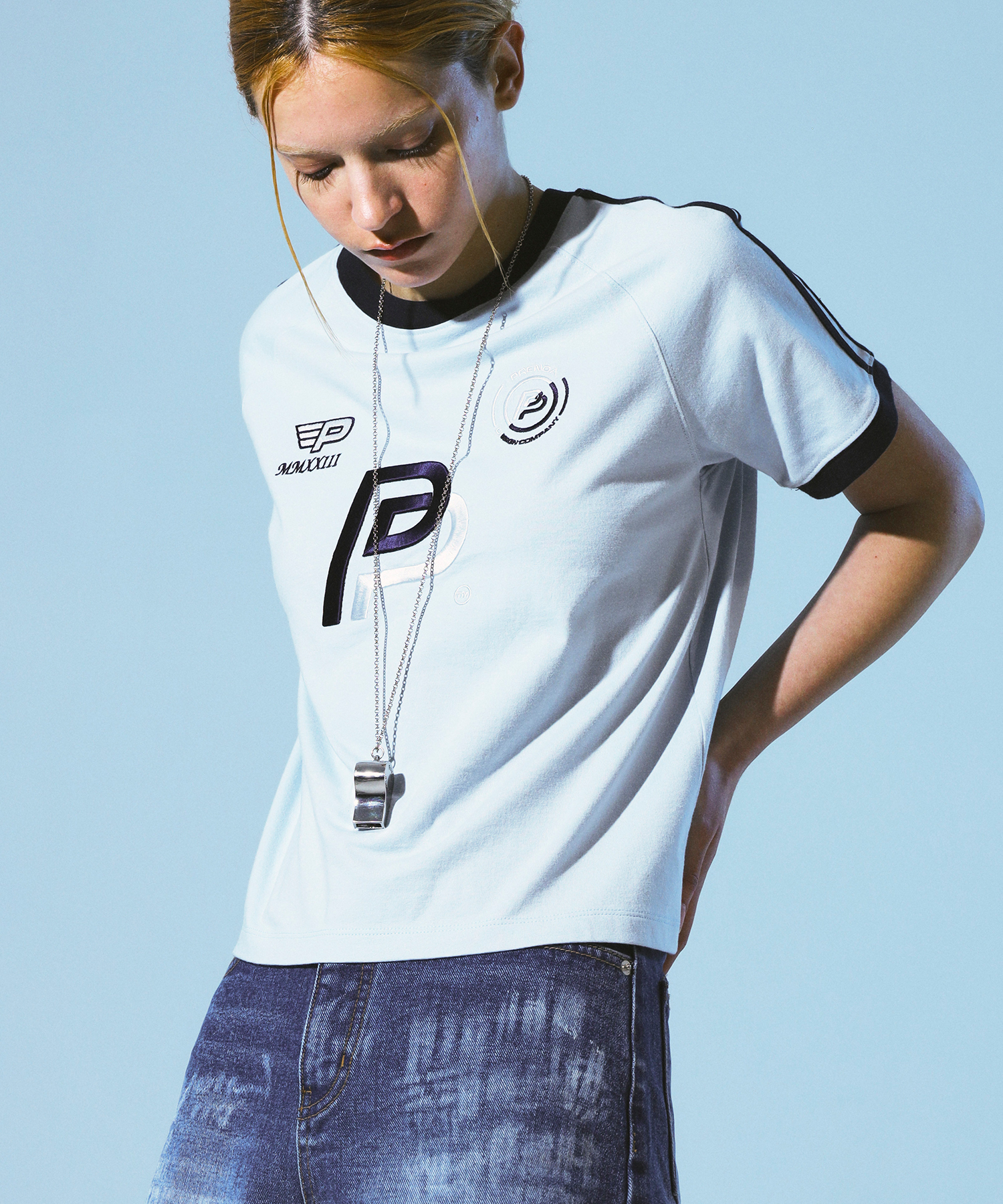 PRENDA-PP ARCHIVE LOGO RAGLAN TEE BABY BLUE