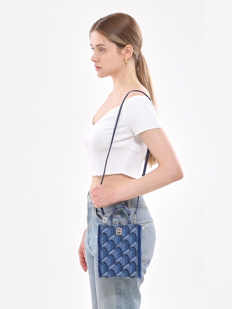 ROSA.K-JEANS MONOGRAM TOTE DENIM BLUE_XS