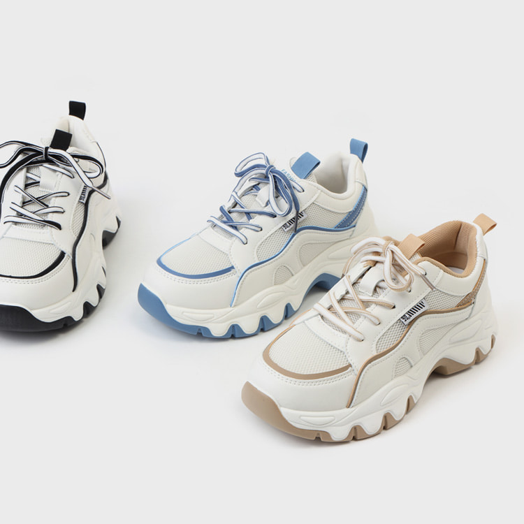 韓國SOVO -Toverin Lace-up Chunky Ugly Sneakers 5cm