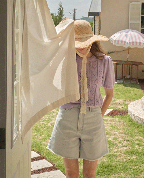 leelin-[네츄럴한 레이스 리본 파나마 햇]♡韓國女裝飾品