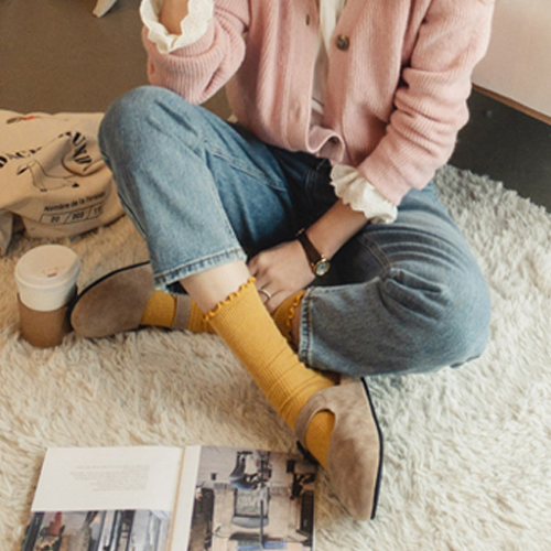 leelin-[웨이브 7색 탄탄 골지 양말]♡韓國女裝飾品