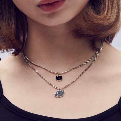 韓國Ambler Oops Bear Layered Steel Necklace 