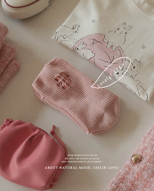 leelin-[포유 레터링 골지 양말]♡韓國女裝飾品