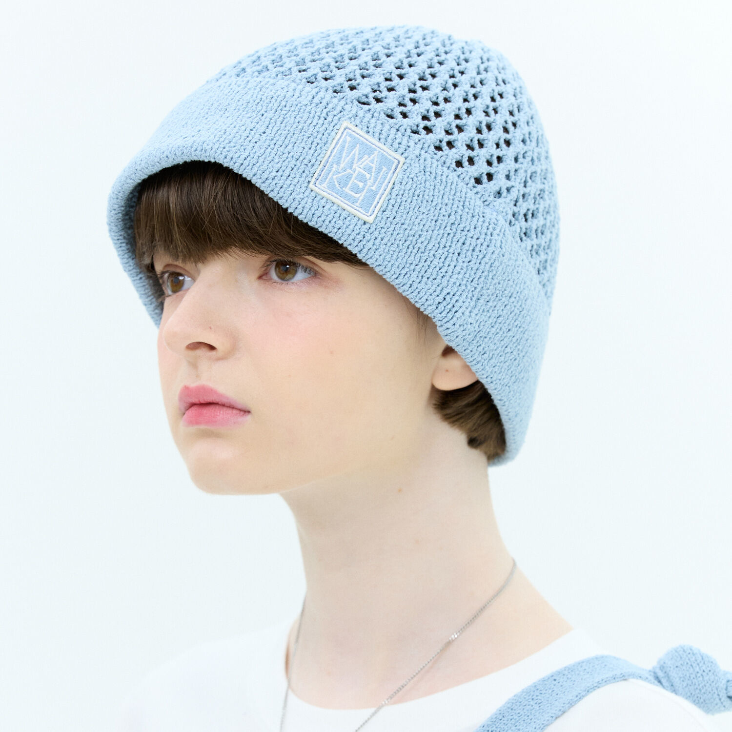 韓國WAIKEI - [Wear Haha/Jung Jun-ha] Mesh Knit Bucket Hat Sky Blue