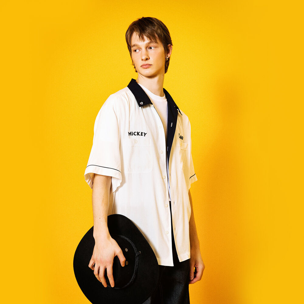 [Lee x Disney] Mickey Mouse Classic Graphic Short Sleeve Shirt Ivory