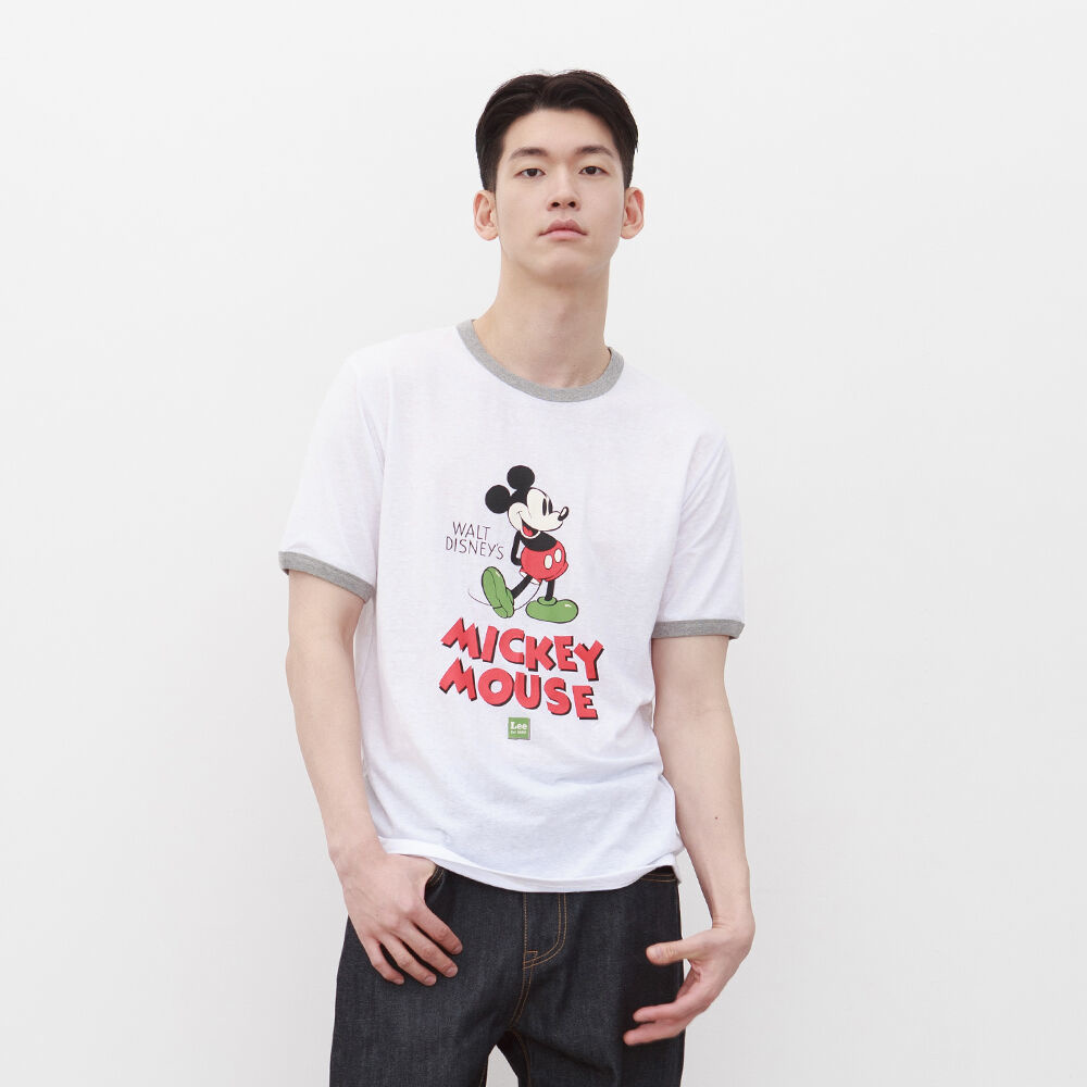 [Lee x Disney] Mickey Mouse Classic Graphic Ringer T-shirt White