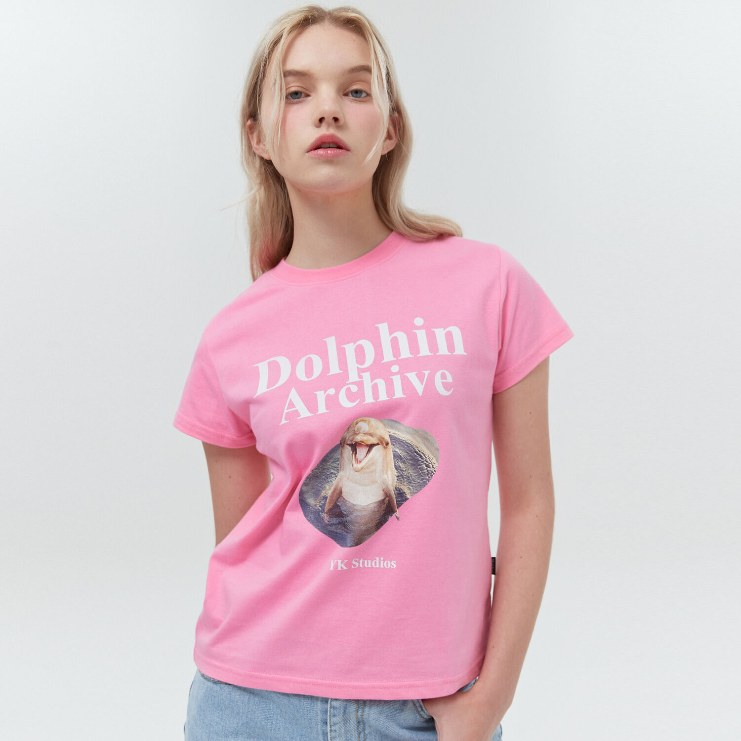 韓國WAIKEI - Dolphin Archive Short Sleeve T-shirt Pink 