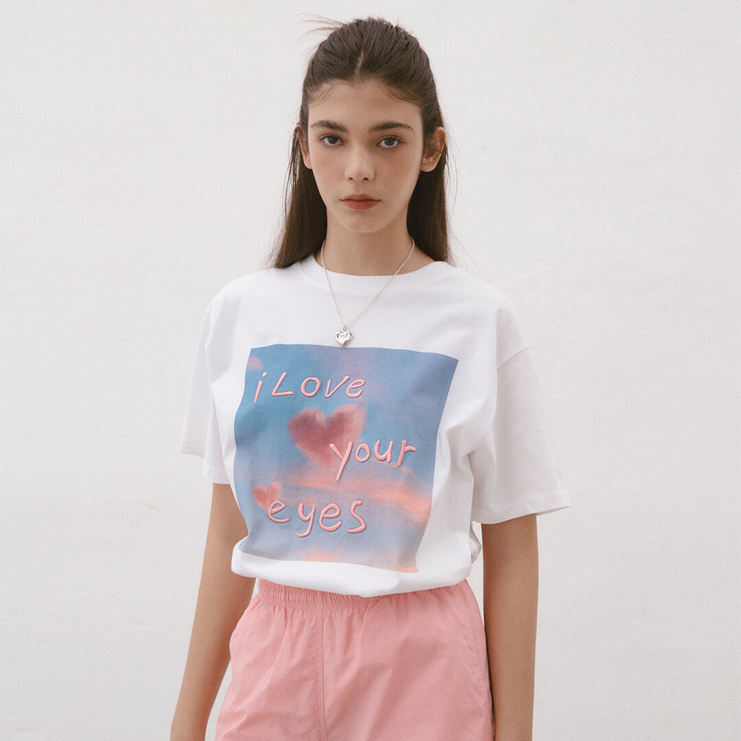 韓國NOIRNINE - Square Printing T-shirts [IVORY] 