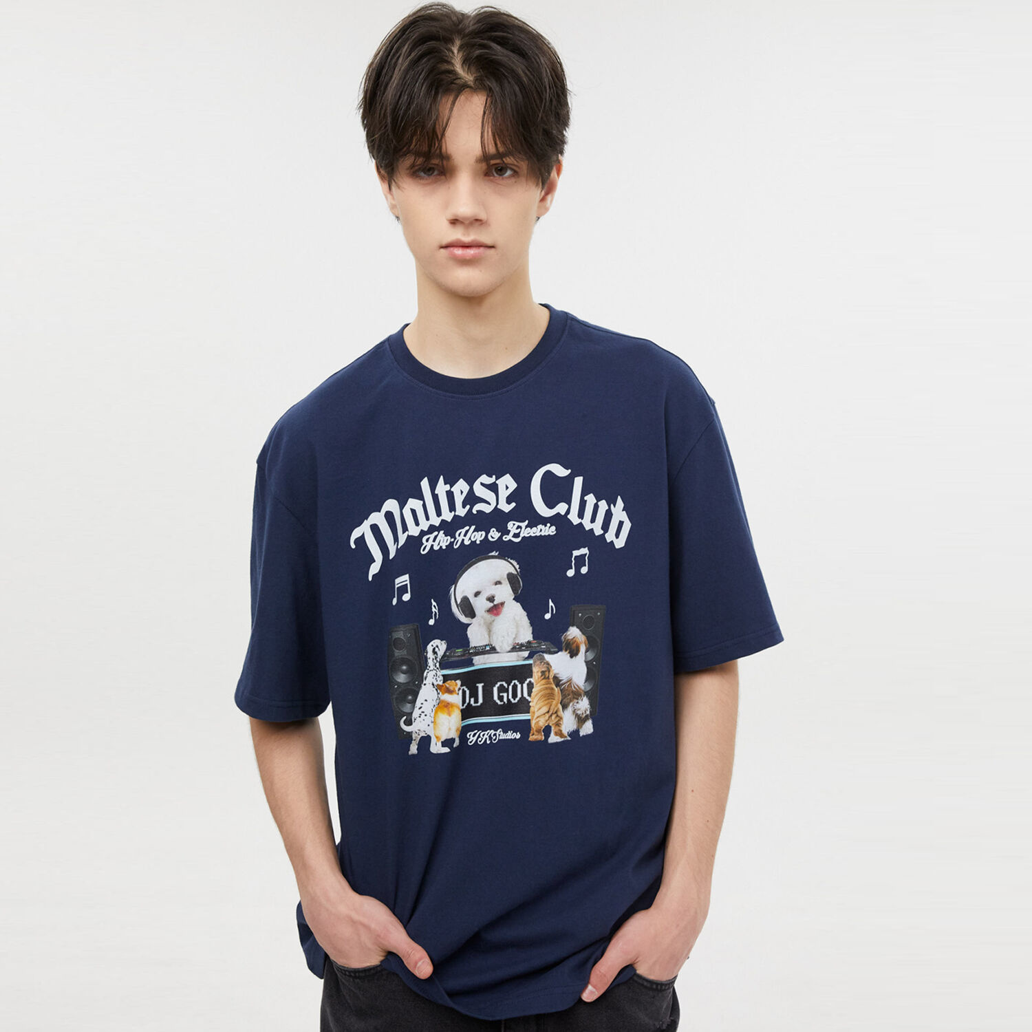 韓國WAIKEI - Maltese DJ Club Short Sleeve T-shirt Navy