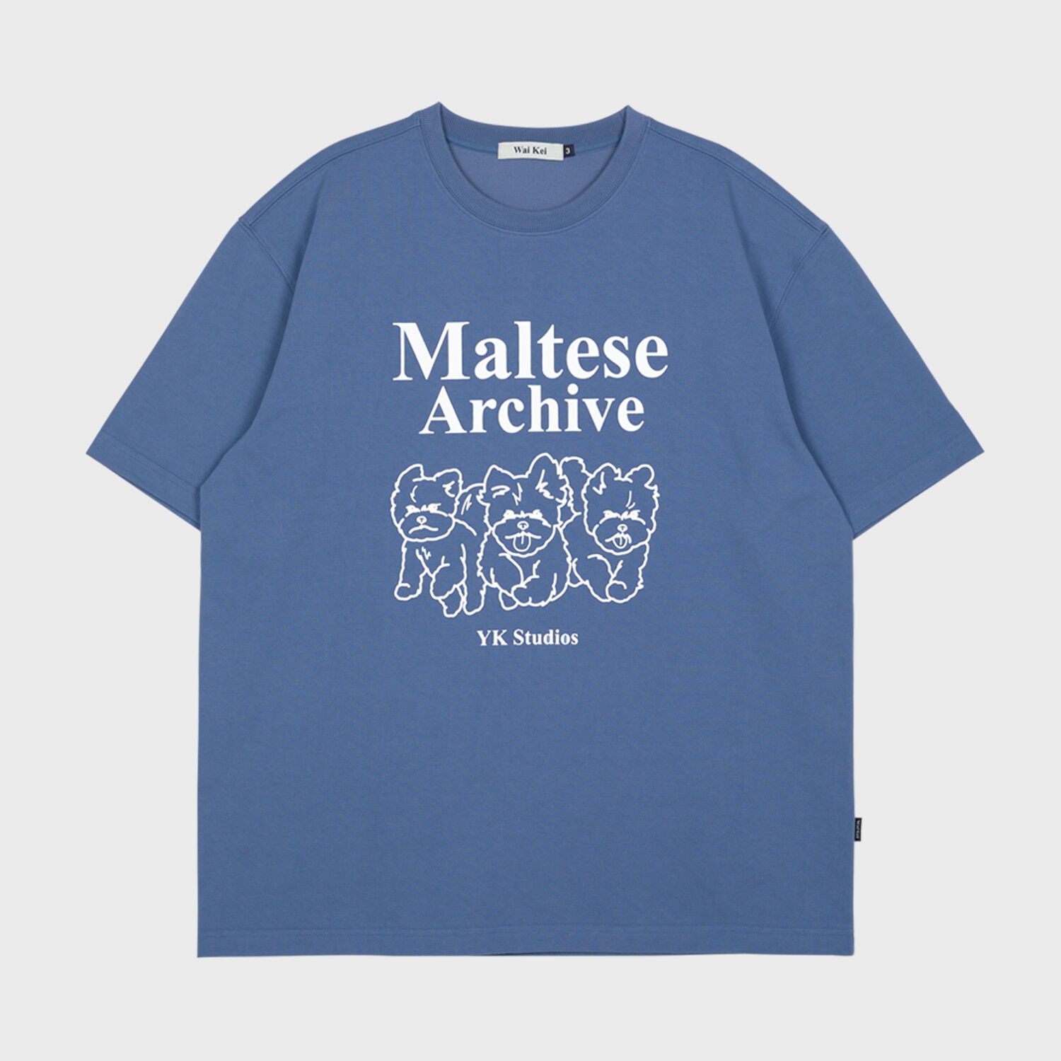 韓國WAIKEI -  Maltese Archive Line Graphic Short Sleeve T-shirt Dust Blue