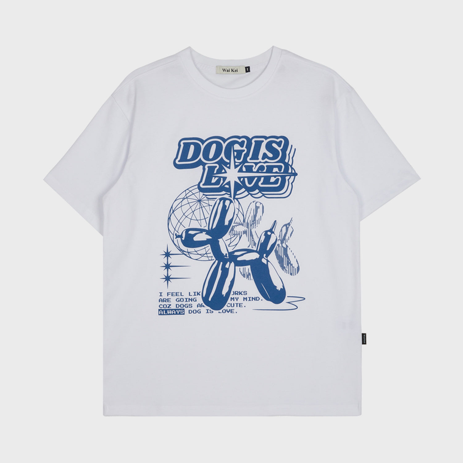 韓國WAIKEI - Magic Balloon Dog Short Sleeve T-shirt White