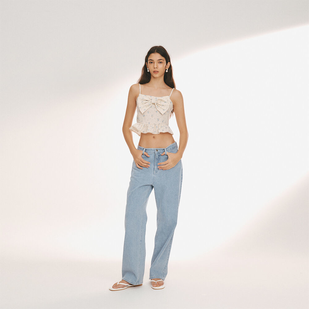 韓國NOIRNINE - Flower Ribbon Sleeveless [BLUE] 